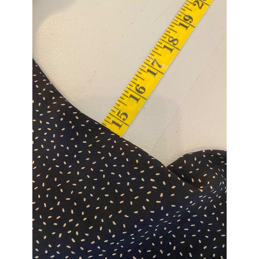 Dana Buchman Midi Dress Black White Dots Short Sleeve Collared Buttons up Silk - Picture 7 of 10